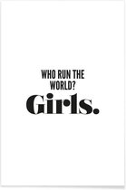 JUNIQE - Poster Run Girls -20x30 /Wit & Zwart