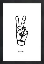 JUNIQE - Poster in houten lijst Peace -40x60 /Wit & Zwart