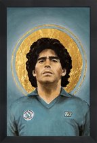 JUNIQE - Poster met houten lijst Football Icon - Diego Maradona -20x30