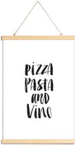 JUNIQE - Posterhanger Pizza Pasta And Vino -30x45 /Wit & Zwart