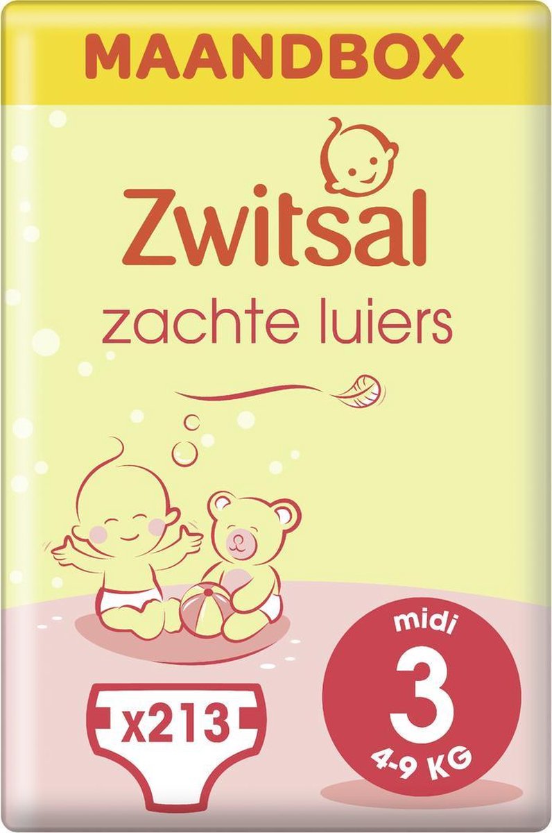 Zwitsal Luiers Midi - Maat 3 - 213 stuks - Voordeelverpakking