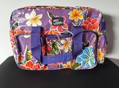 MixMamas Luiertas met luiermatje - Paars met bloemen - 40 x 29 x 40cm