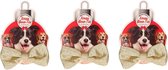 3x stuks kerst vlinderstrikje goud 6 x 13 cm - - voor middelgrote honden - Kerst accessoires voor huisdieren
