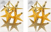 12x stuks kunststof kersthangers sterren goud 10 cm kerstornamenten - Kunststof ornamenten kerstversiering