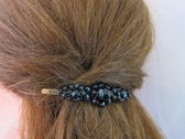 Xabi - Schuifspeld Goud - Zwart | Diamanten kralen | Haarsieraad - Haarversiering  | Gelegenheid - Gala | 8,5 cm