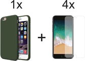 iPhone 6 hoesje groen - iPhone 6s hoesje groen siliconen case hoes cover - hoesje iphone 6 - hoesje iphone 6s - 4x iPhone 6 screenprotector