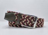 Elastische broekriem  Stretch riem  Vlecht riem Gevlochten riem  Elastiek riem - unisex - geschikt voor zowel mannen als vrouwen - Kleur Legergroen bordeauxrood