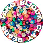 Fako Bijoux® - Klei Kralen Bloem Smiley / Emoji Mix - Figuurkralen - Polymeer Kralen - Kleikralen - 10mm - 100 Stuks