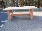 Tafel "Massief" van  Douglas hout - 76x140cm - Douglas tuintafel - Eettafel van hout met robuuste blokpoten - Robuuste tafel voor binnen en buiten - 4 persoons