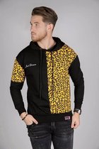 RYMN vest/hoodie slimfit stretch zwart en leopard design M