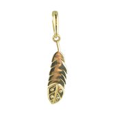 Silventi 9NBSAM-G190676 Gouden Hangertje - Veer - Zirkonia - 12 x 4,2 mm - 14 Karaat - Bedel - Goud