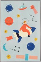 JUNIQE - Poster met kunststof lijst Friends in Space -20x30 /Kleurrijk