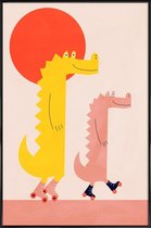 JUNIQE - Poster met kunststof lijst Roller Crocs -13x18 /Geel & Rood