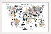 JUNIQE - Poster in houten lijst Animal Kingdom -20x30 /Kleurrijk