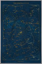 JUNIQE - Poster met kunststof lijst Constellations gouden -13x18