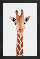 JUNIQE - Poster in houten lijst Giraffe -20x30 /Bruin & Wit