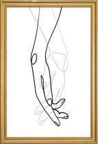 JUNIQE - Poster met houten lijst Hands -13x18 /Grijs & Ivoor