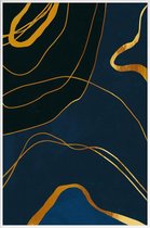 JUNIQE - Poster met kunststof lijst Ghost gouden -30x45 /Blauw & Goud