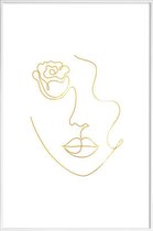 JUNIQE - Poster met kunststof lijst Petal gouden -20x30 /Goud & Wit