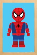 JUNIQE - Poster in houten lijst Spider-man Speelgoed -40x60 /Blauw &