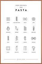 JUNIQE - Poster met kunststof lijst Pasta infographic -20x30 /Wit &