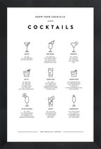 JUNIQE - Poster met houten lijst Cocktail infographic -13x18 /Wit &