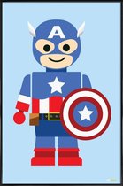 JUNIQE - Poster in kunststof lijst Capitan America Speelgoed -40x60