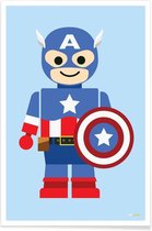 JUNIQE - Poster Capitan America Speelgoed -20x30 /Blauw & Rood