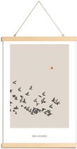 JUNIQE - Posterhanger Bird And Birds -20x30 /Bruin & Oranje