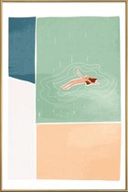 JUNIQE - Poster met kunststof lijst Bathing -30x45 /Ivoor & Roze