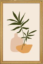 JUNIQE - Poster met houten lijst Vases -60x90 /Bruin & Groen