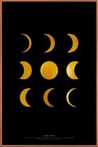 JUNIQE - Poster met kunststof lijst Lunar Phases gouden -30x45
