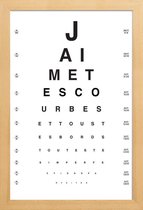 JUNIQE - Poster met houten lijst Eye Chart Je t'aime -13x18 /Wit &