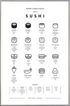 JUNIQE - Poster met kunststof lijst Sushi infographic -30x45 /Wit &