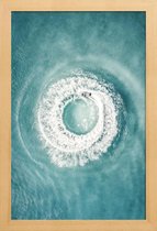 JUNIQE - Poster in houten lijst Ocean Swirl -20x30 /Blauw