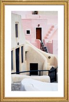 JUNIQE - Poster met houten lijst Santorini -40x60 /Roze