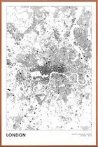 JUNIQE - Poster met kunststof lijst London kaart -20x30 /Wit & Zwart