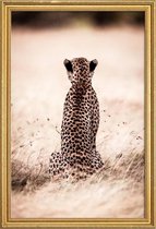 JUNIQE - Poster met houten lijst Still Leopard -13x18 /Bruin