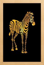 JUNIQE - Poster met houten lijst Zebra gouden -40x60 /Goud & Zwart