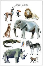 JUNIQE - Poster met kunststof lijst Animals of Africa -13x18 /Bruin &