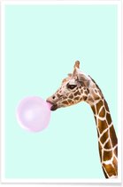 JUNIQE - Poster Giraf pop art -30x45 /Bruin & Roze