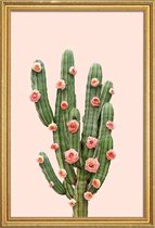 JUNIQE - Poster met houten lijst Cactusrozen foto -20x30 /Groen & Roze