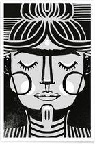 JUNIQE - Poster Dreaming Frida -60x90 /Wit & Zwart