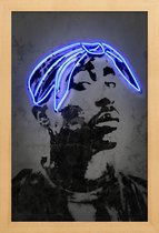 JUNIQE - Poster met houten lijst Tupac -13x18 /Blauw & Grijs