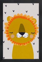 JUNIQE - Poster in houten lijst Leeuw kinderkamer illustratie -30x45