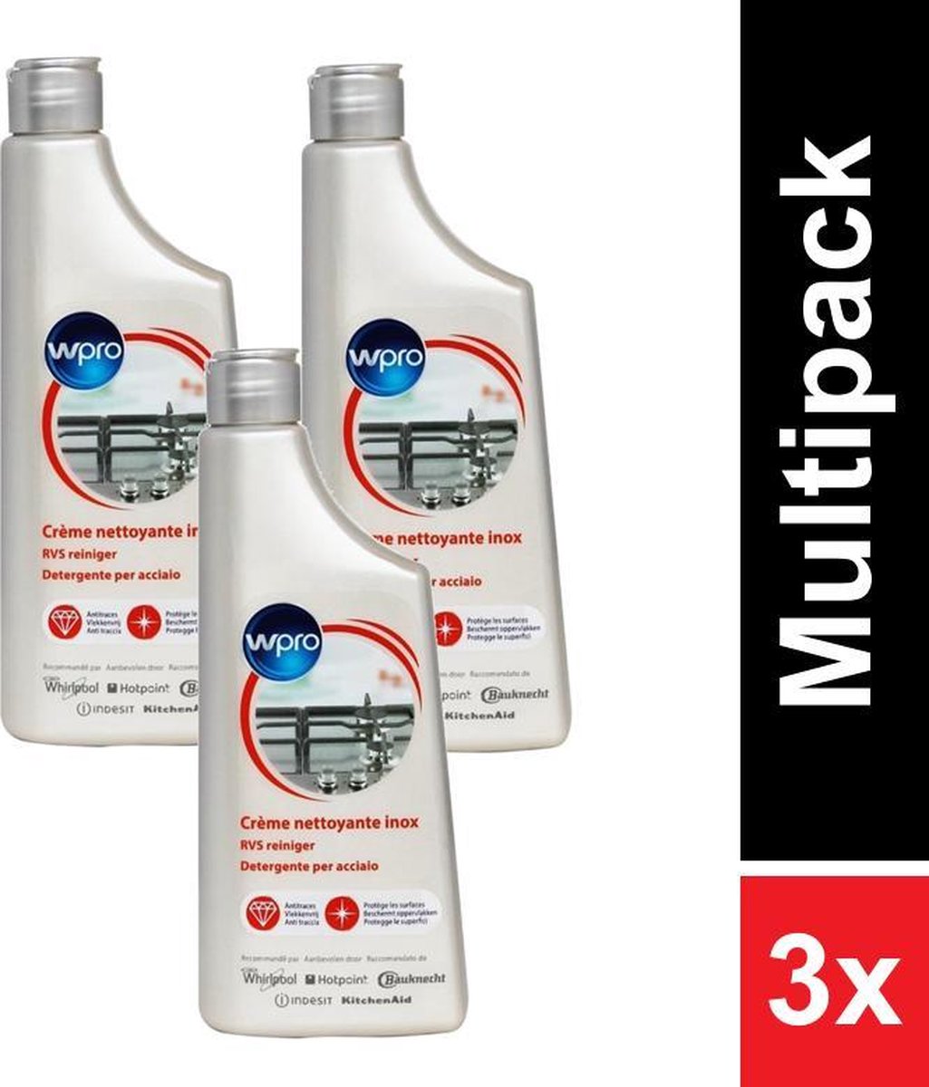 WPRO RVS Inox Reiniger creme IXC015 - 3x 250ml - voordeelverpakking
