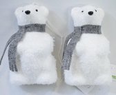 Set van 2 kersthangers ijsberen: 14 x 8 x 7 cm