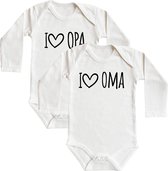 Rompers - I love opa & i love oma - maat: 98/104 - lange mouw - baby - opa - romper opa - oma - romper oma - rompertjes baby - rompertjes baby met tekst - rompers - rompertje - rom