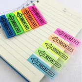 Plakkers voor notities - Notitie stickers - 5 Verschillende kleuren - 100 Plakkertjes - Afplakstickers - Sign here - Sticky notes