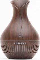 JL Lifestyle® Aroma Diffuser luchtbevochtiger met LED verlichting - diffuser aromatherapie - Geschikt voor Aromatherapie olie - 130 ML - Hout Design - Donker bruin - Sinterklaas Ke